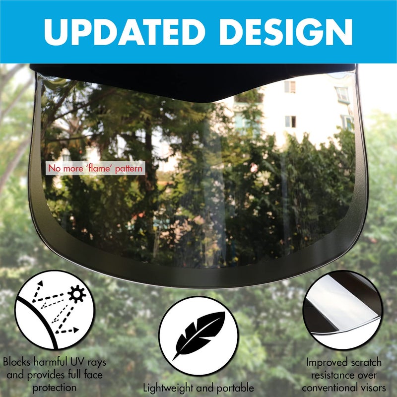 Millennial Essentials Sun Visor Hat Cap UV Protection - Premium Adjustable Solar Headband Face Shield (Black/Mirror) - Image 3